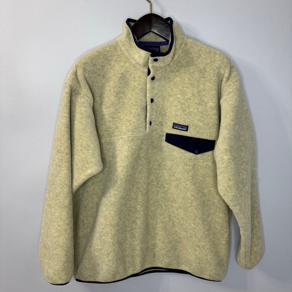 Patagonia Men's L Synchilla Snap T Pullover Fleece Jacket Oatmeal Beige - Picture 1 of 10